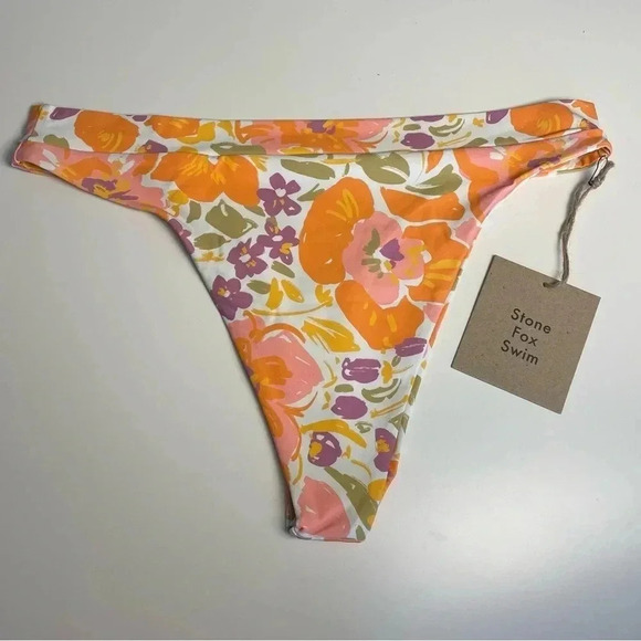 Stone Fox Free People Bikini Bottom Yucca Bottom in Bloom XL Peach Floral Beach - Picture 3 of 11